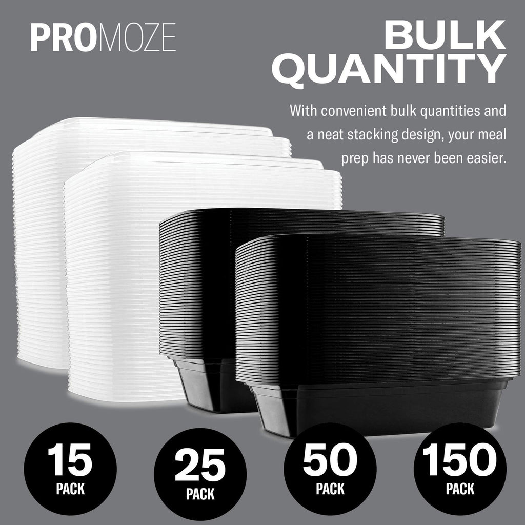 50-Pack 28oz Meal Prep Containers w/Lids 1 Compartment Microwave Safe
