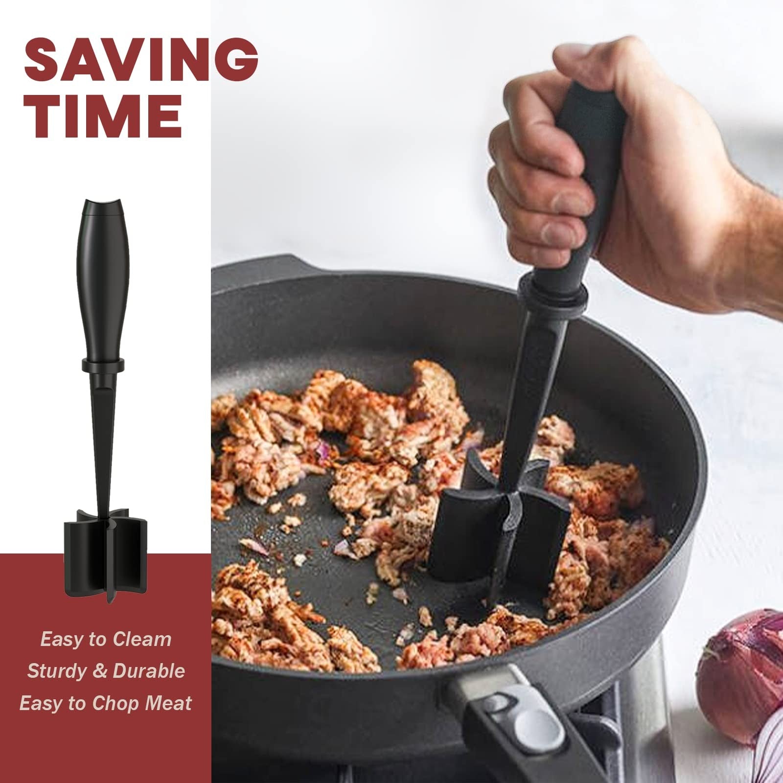 Heat Resistant Meat Chopper for Ground Beef Burger Mixing & Mashing Tool