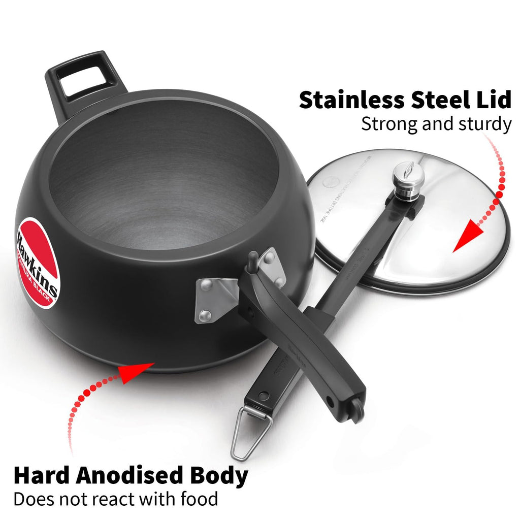 Hawkins 4L Contura Hard Anodized Pressure Cooker Inner Lid Black