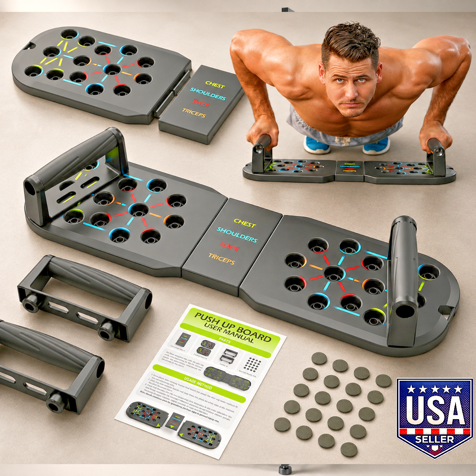 20 in 1 Push Up Board System Home Gym Workout Pushup Bars Strength Trainer