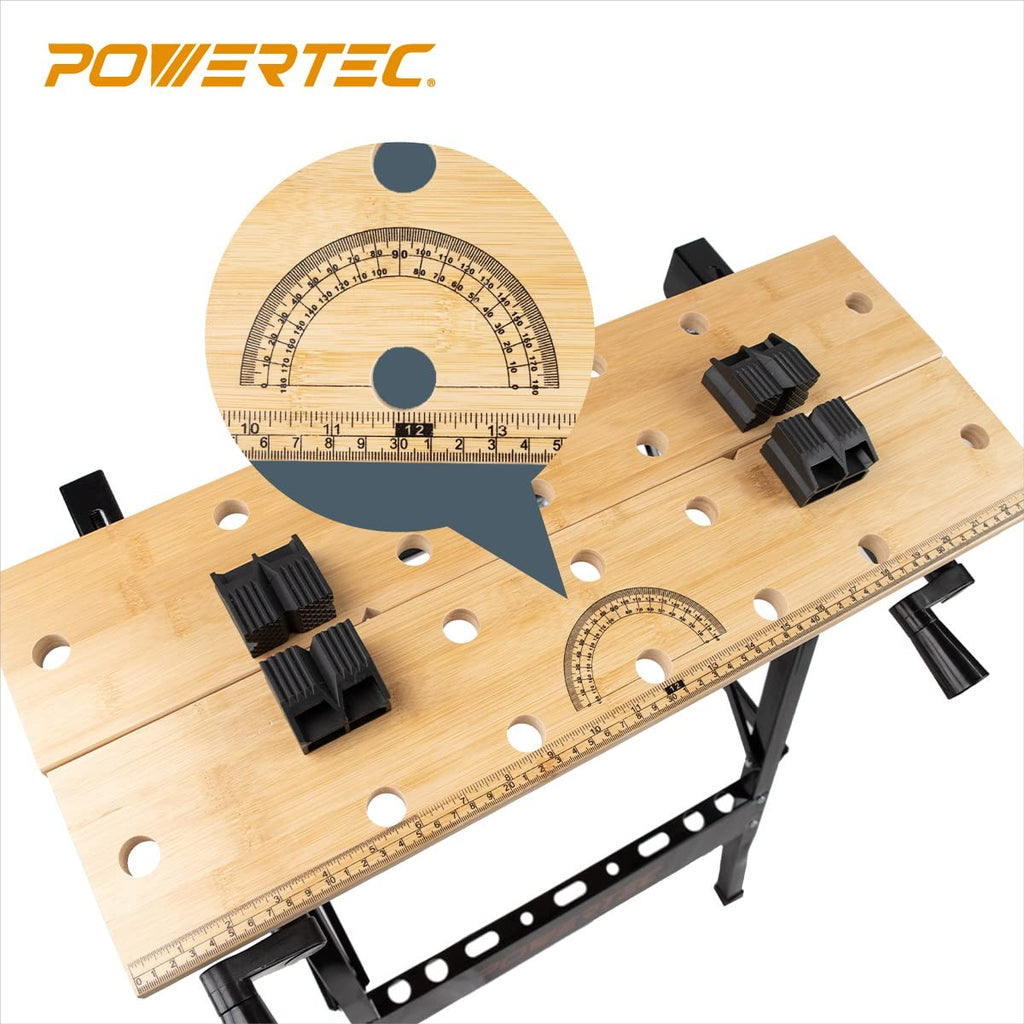 Portable Folding Workbench with Vise Bamboo Top Bench Dogs Woodworking