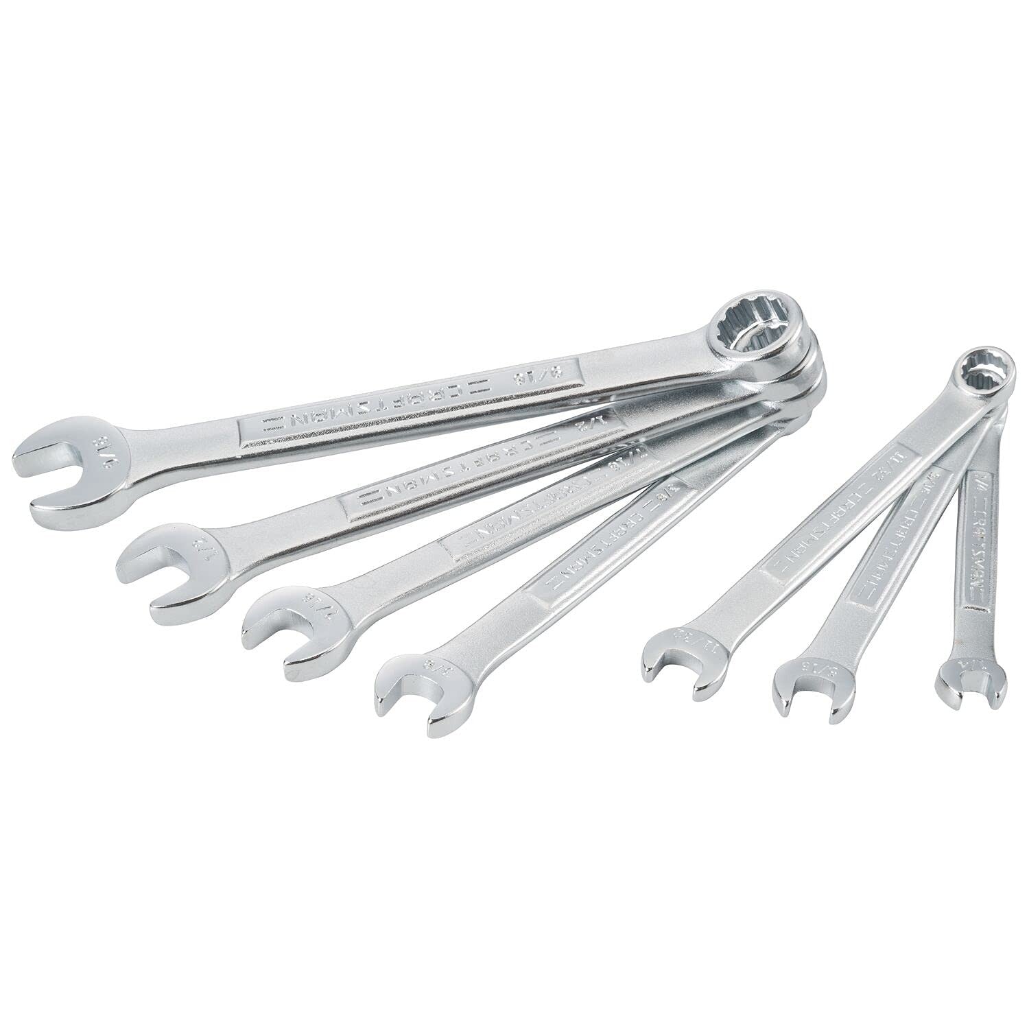 CRAFTSMAN 7-Pc SAE Combination Wrench Set 1/4"–9/16" w/ Storage Pouch 12-Point
