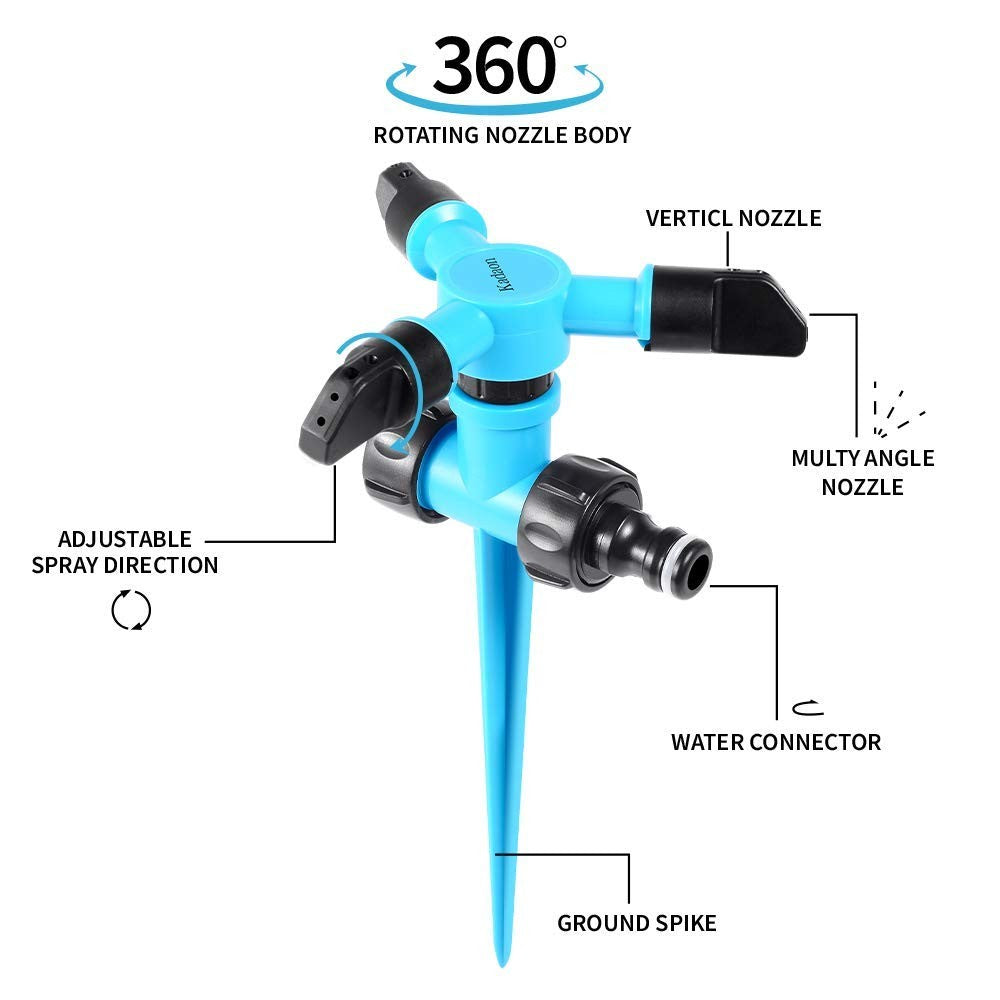 Kadaon 360° Rotating Lawn Sprinkler Adjustable Weighted 3/4" GHT Garden