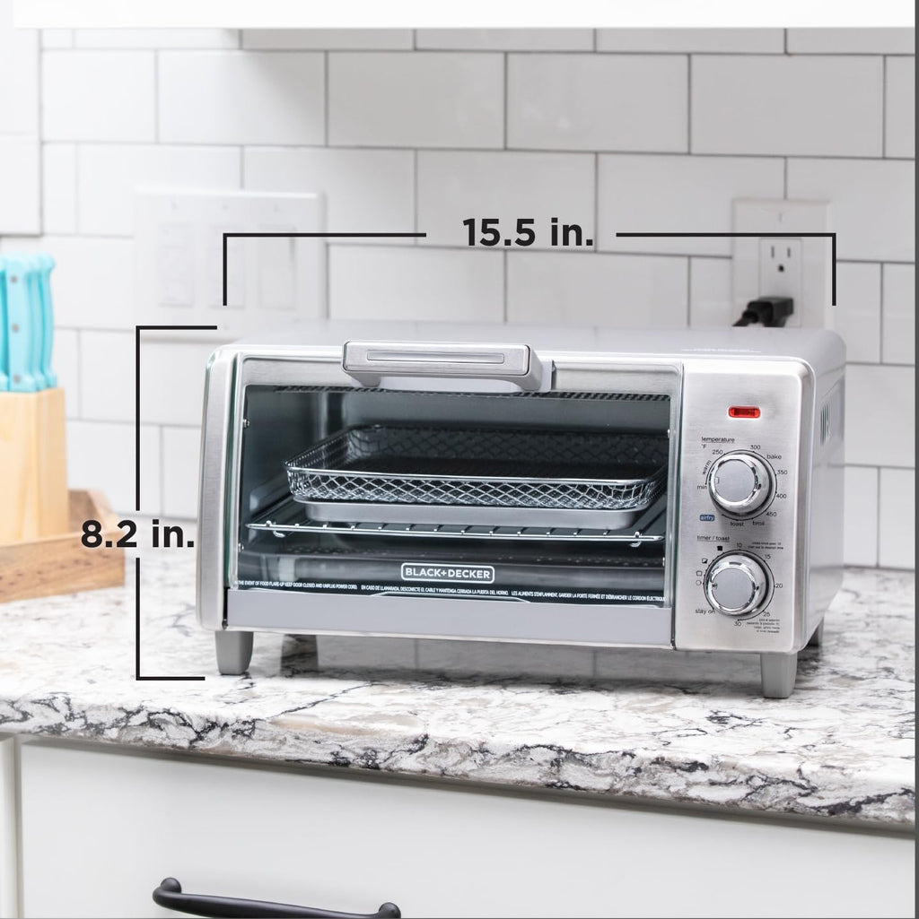BLACK+DECKER 5-in-1 Air Fry Toaster Oven 4-Slice Fits 9” Pizza slice