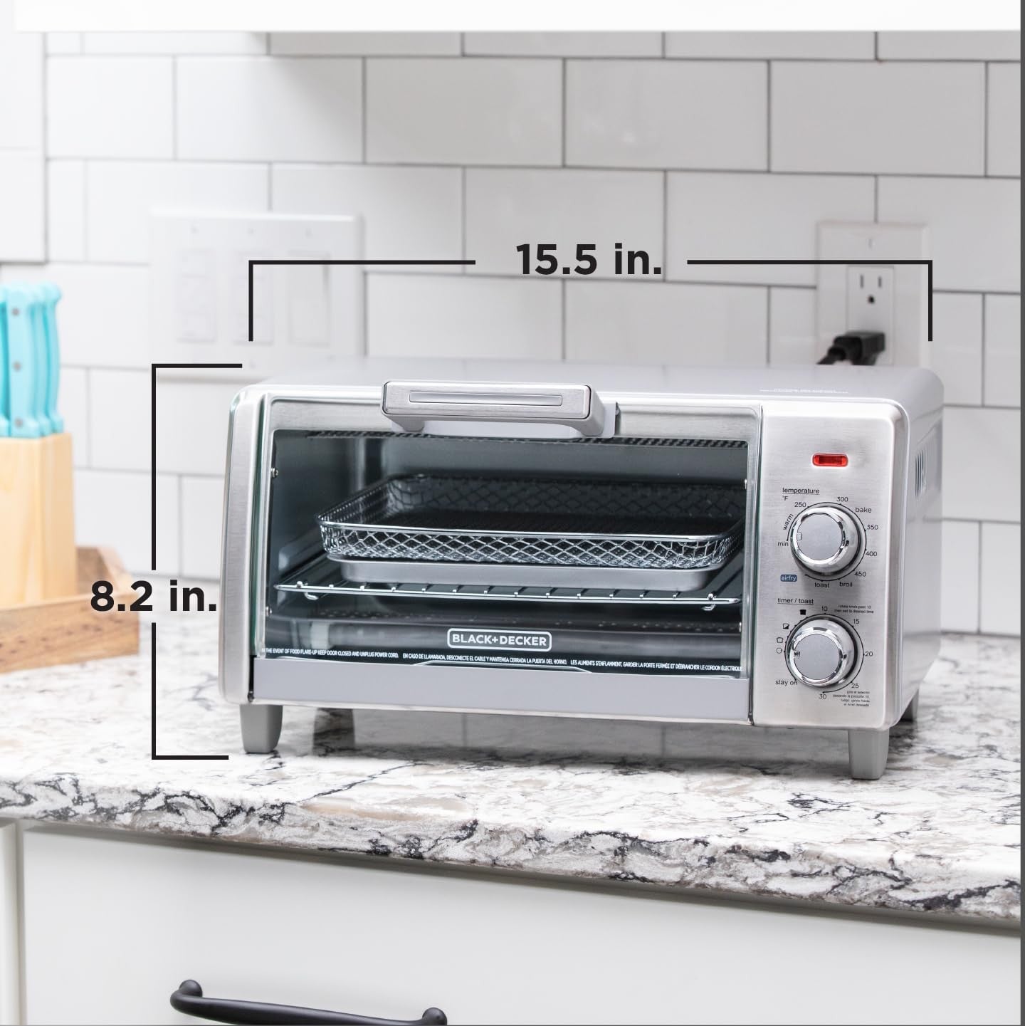 BLACK+DECKER 5-in-1 Air Fry Toaster Oven 4-Slice Fits 9” Pizza slice