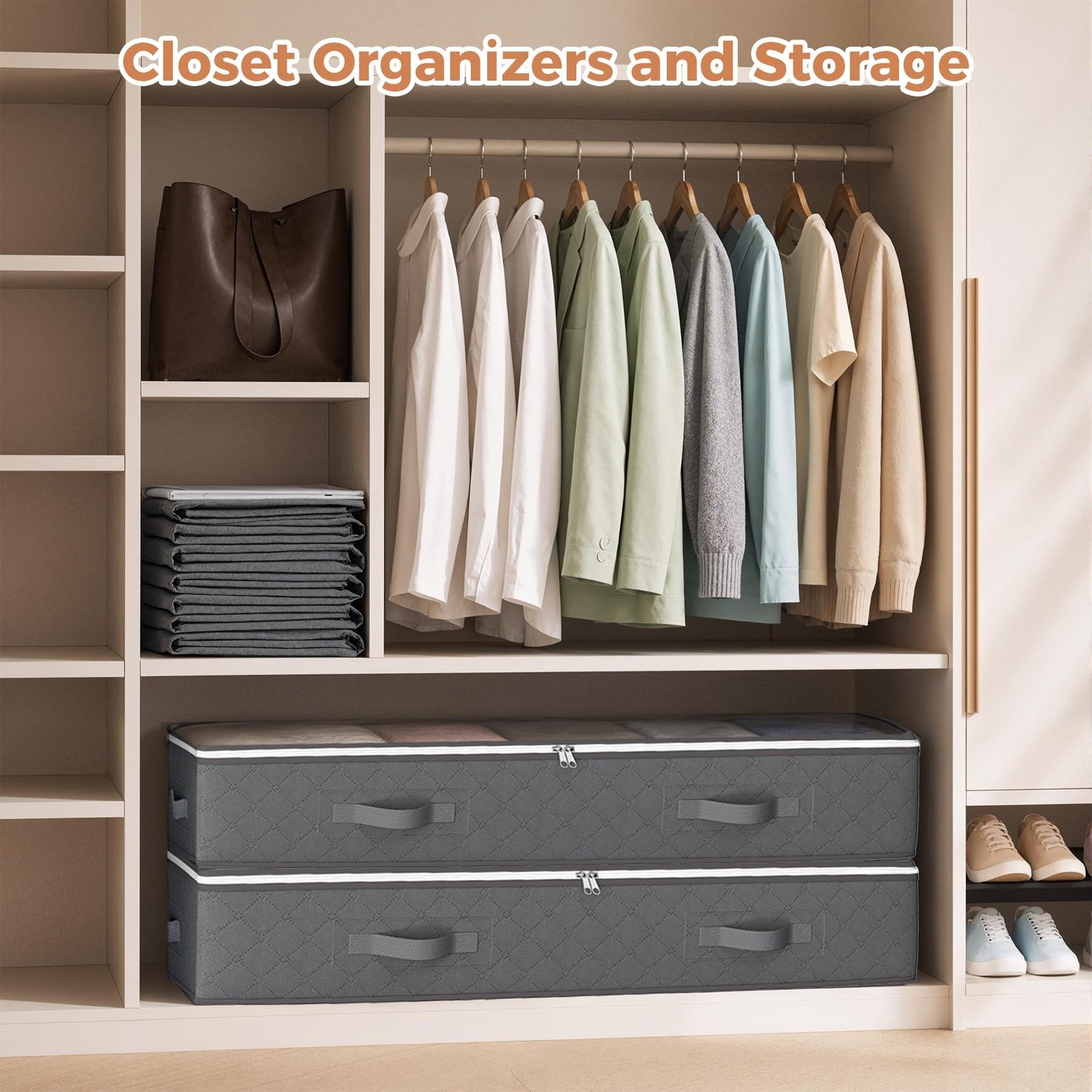 90L Under Bed Storage Containers, Closet Organizers and Storage Bins, Foldable
