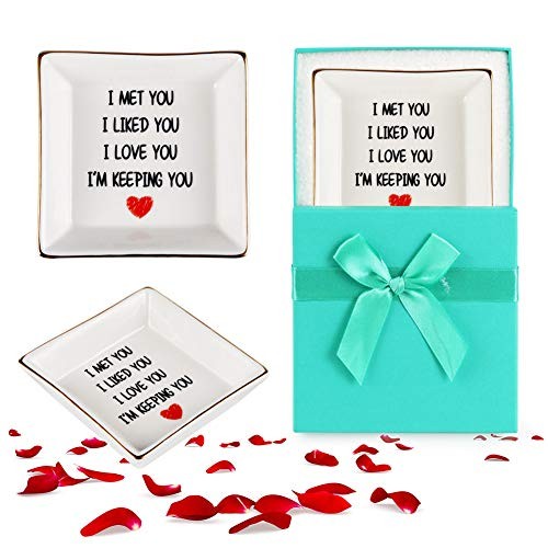 Ceramic Ring Dish Jewelry Tray Gift for Wife Organizer Vanity Nightstand Decor
