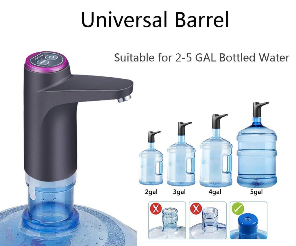 Electric Water Bottle Pump USB Rechargeable 2-5 Gallon Dispenser Auto Shutoff