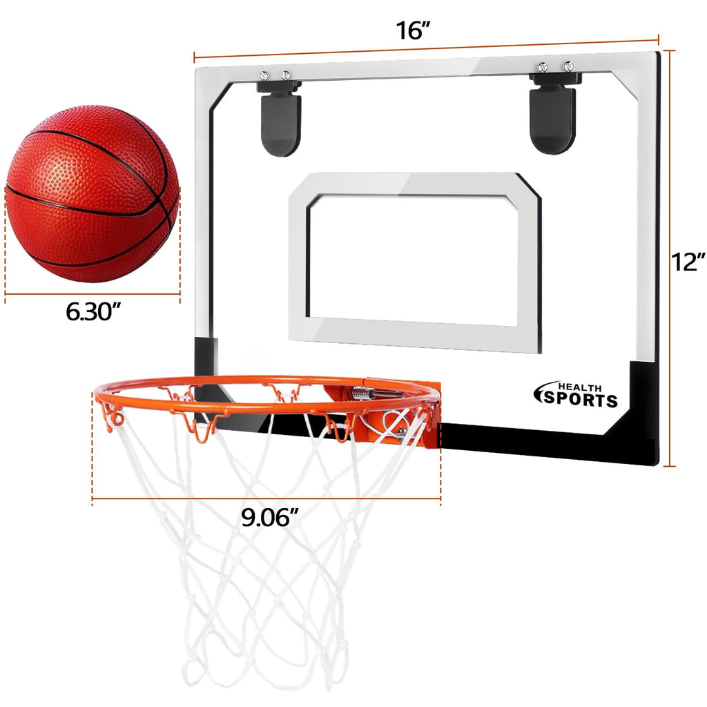 17" x 12.5" Mini Basketball Hoop Set Door/Wall Mount w/ 3 Balls Pump & Hardware
