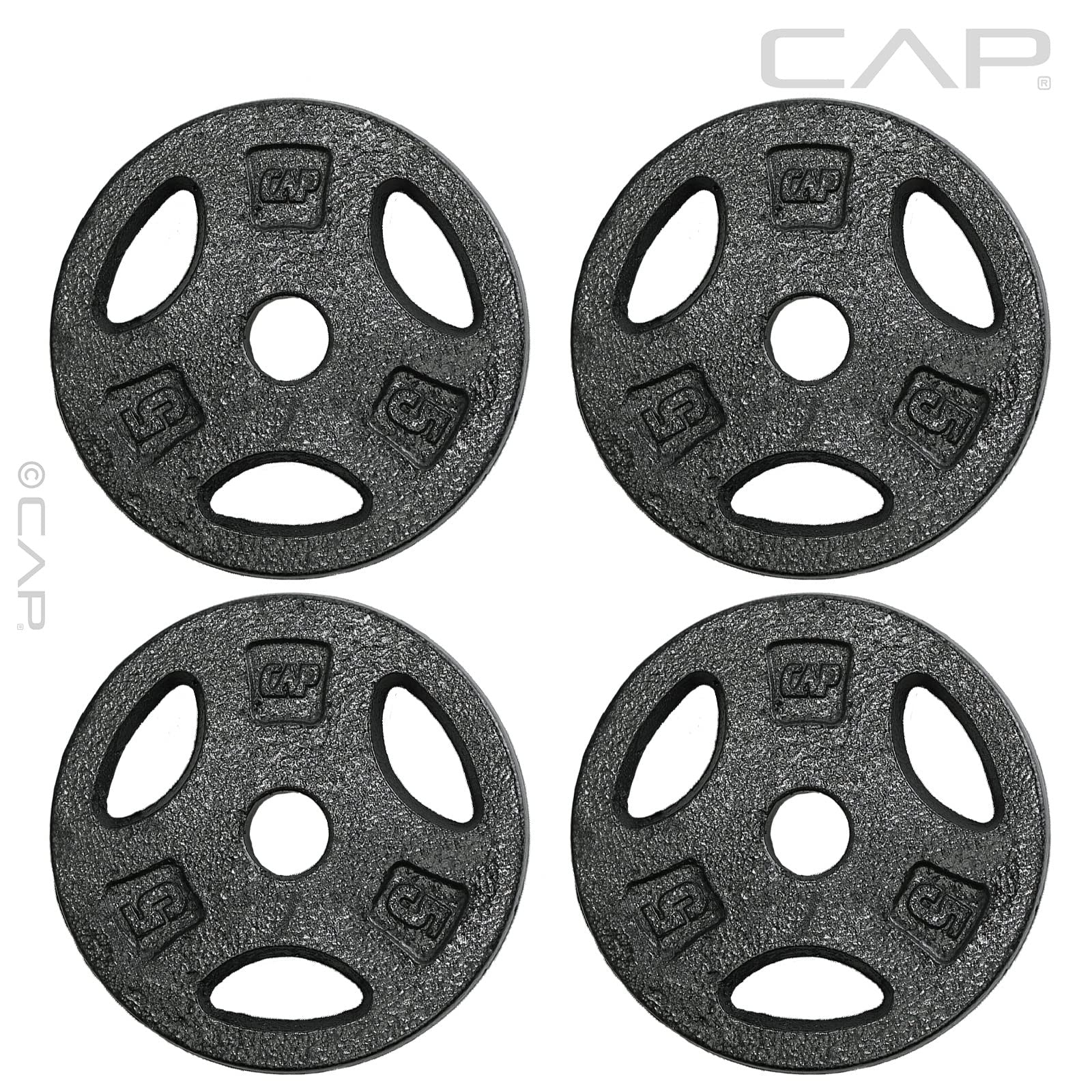 CAP Barbell Standard 1-Inch Grip Weight Plates 5 lbs BLACK, Pack (x4)
