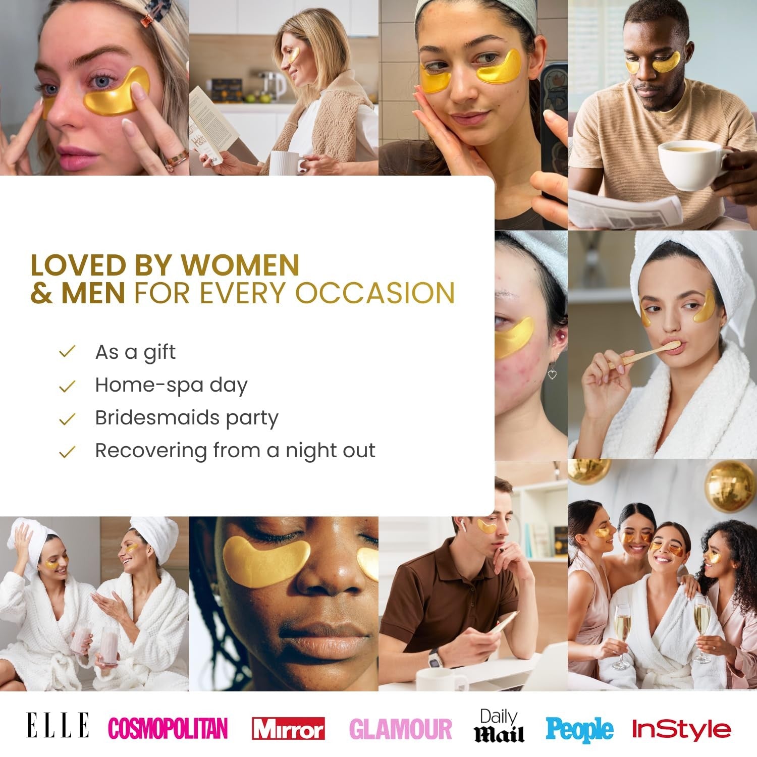 24K Gold Eye Patches Hydrating Collagen Masks Dark Circles Puffiness Skincare