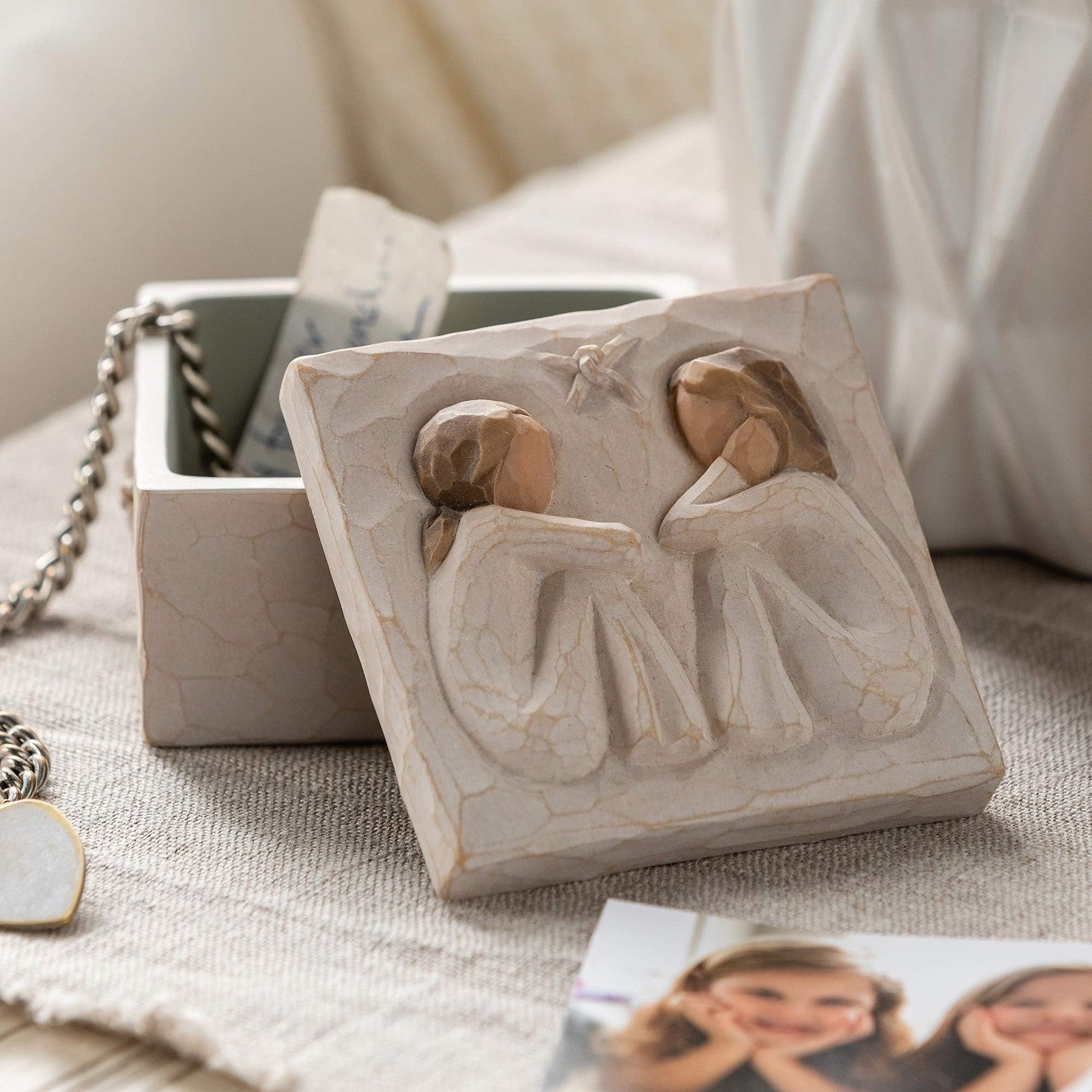 Willow Tree Friendship Keepsake Box Hand Painted Jewelry Storage Gift Home Decor
