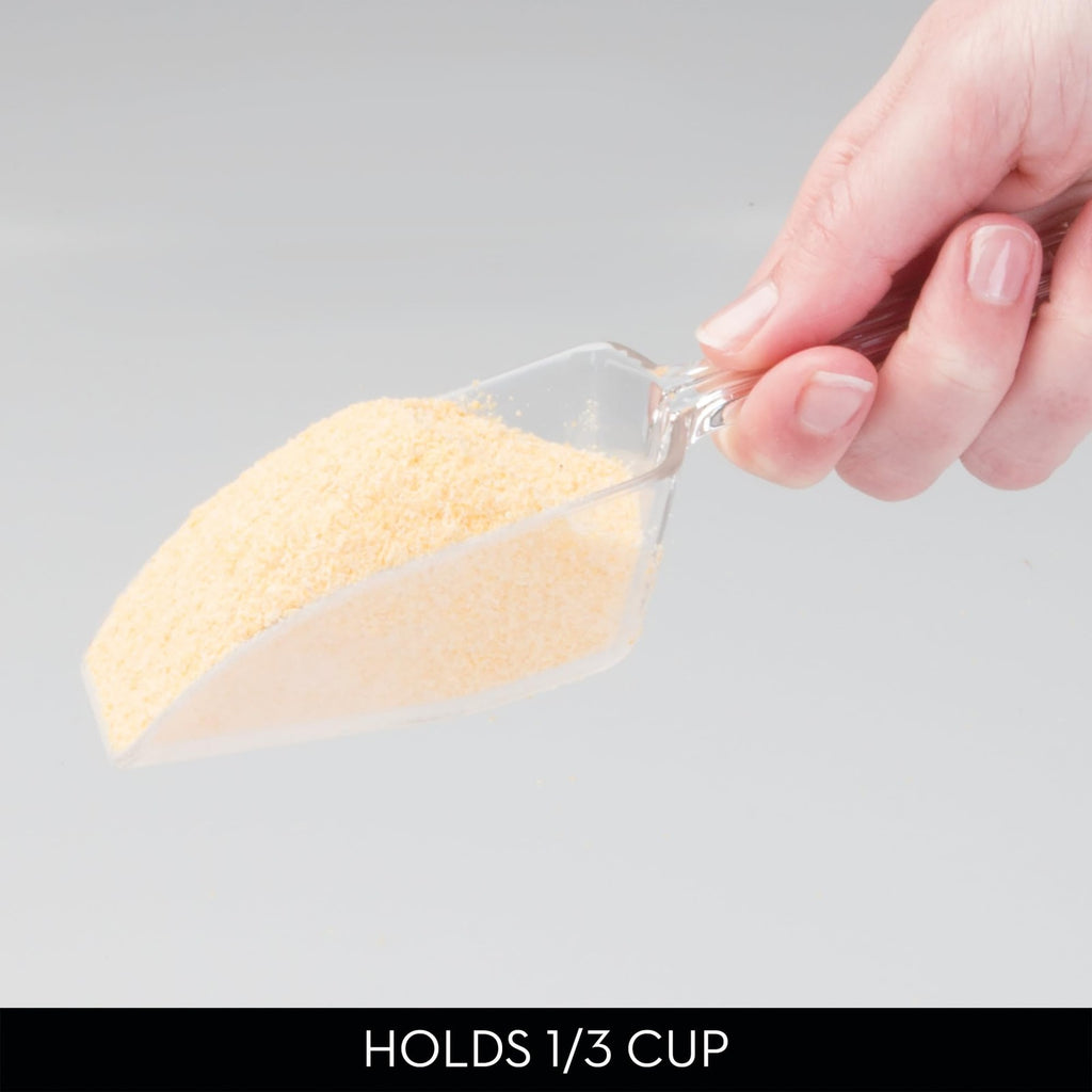 iDesign Set of 4 Large Plastic Scoops 1/3 Cup Clear for Pet Food Coffee Dry