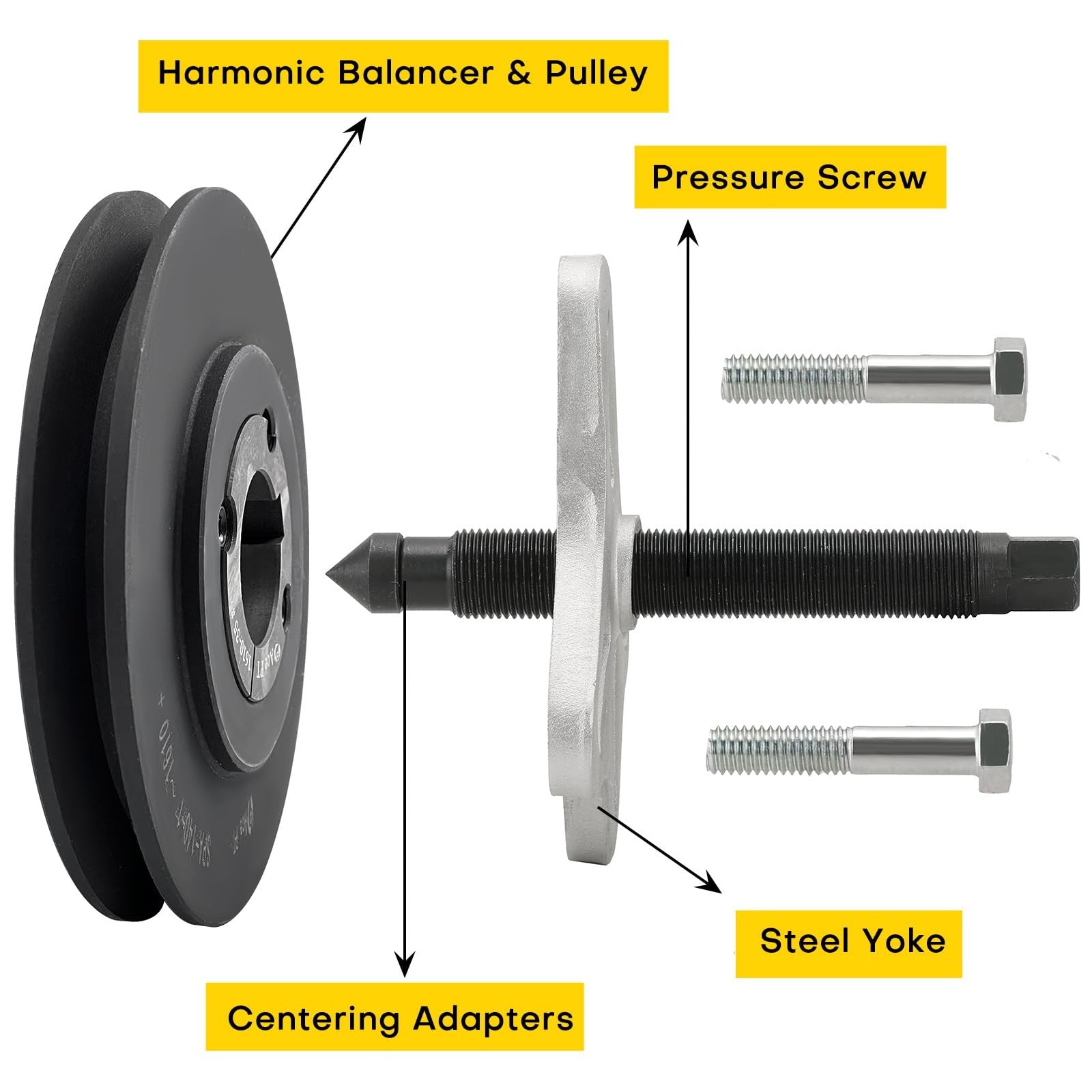 Harmonic Balancer Puller Tool Set 46PCS Steering Wheel Crankshaft Pulley Kit