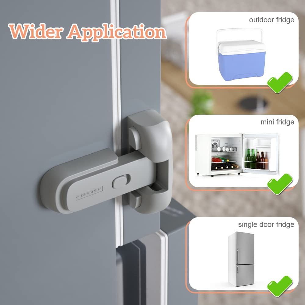 EUDEMON Child Proof Fridge Refrigerator Freezer Door Lock 1 Pack Gray No Drill