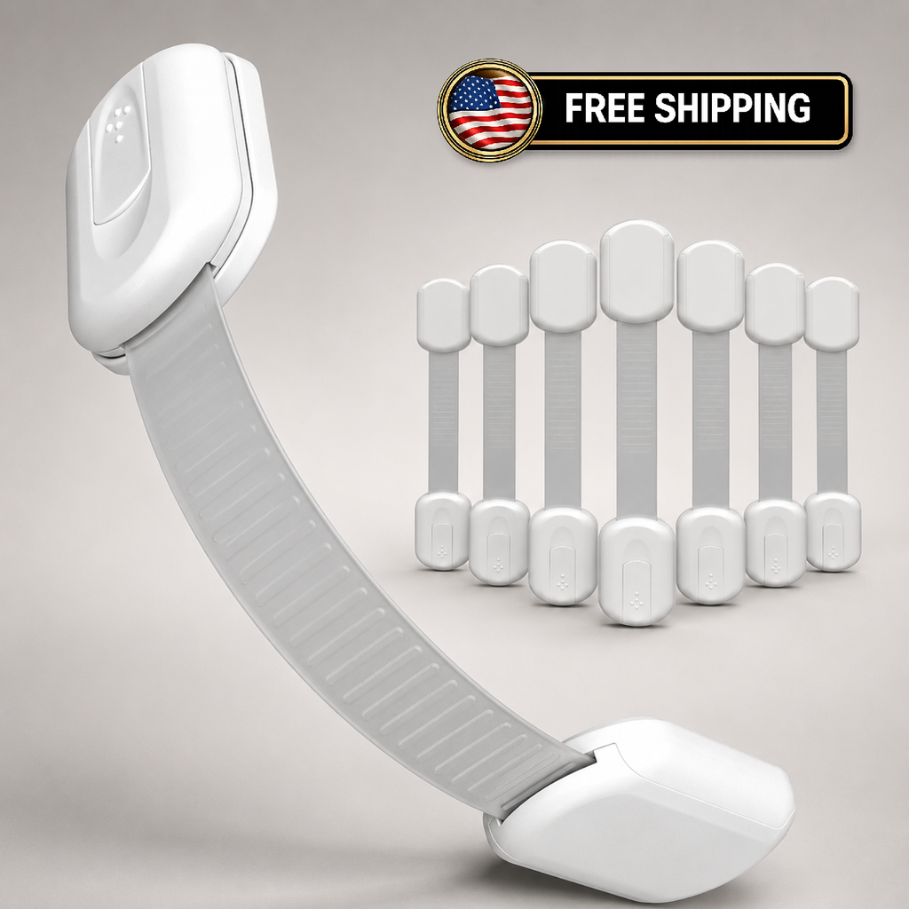 SKYLA HOMES Baby Safety Cabinet Locks 8 Pack 3M Adhesive No Drill White Latch
