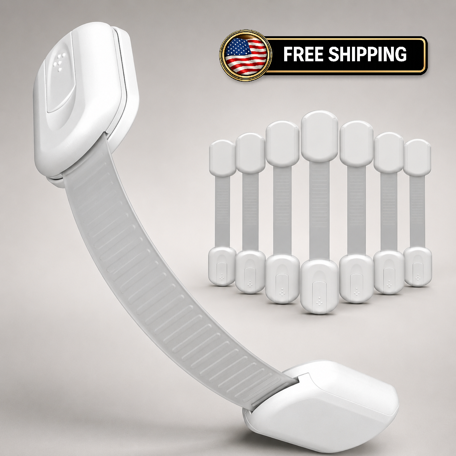 SKYLA HOMES Baby Safety Cabinet Locks 8 Pack 3M Adhesive No Drill White Latch