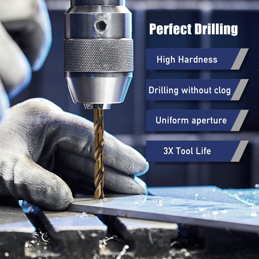 13pcs Cobalt Drill Bits Set, M35 High Speed Steel 135 Degree Tip Twist Jobber