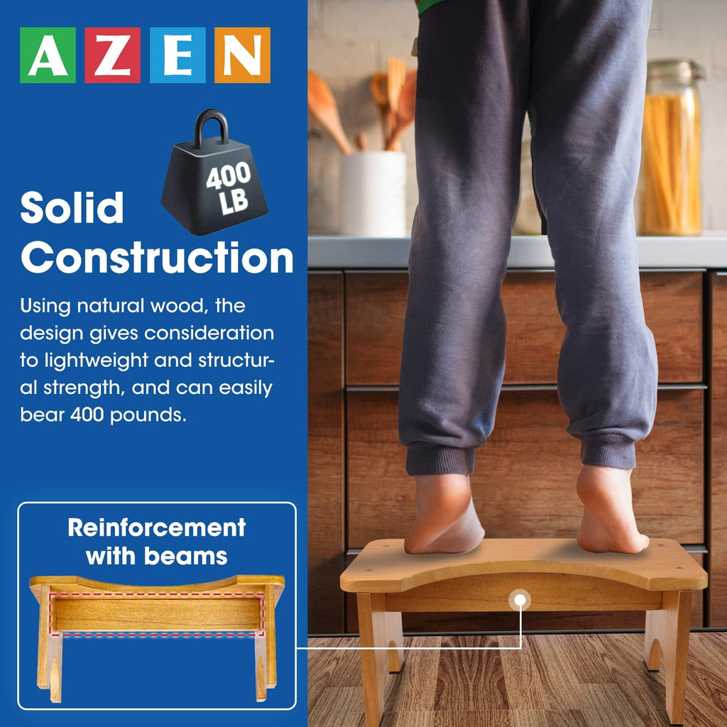 AZEN Toilet Stool Squat Adult, Wood Poop Stool for Bathroom Adults 7 Inch Height