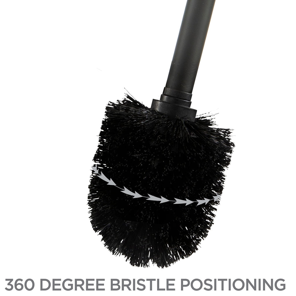 Bath Bliss Toilet Brush and Holder - Self Closing Lid 360 Degree Brush Head Bath