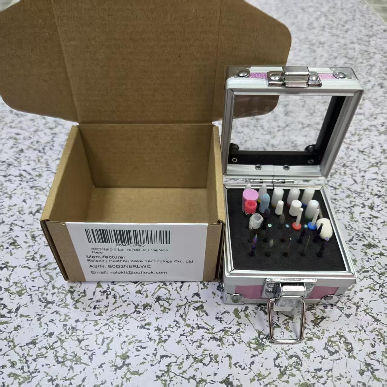 26PCS Nail Drill Bits Set with Holder Case, 3/32 inch Ceramic Safety Bits