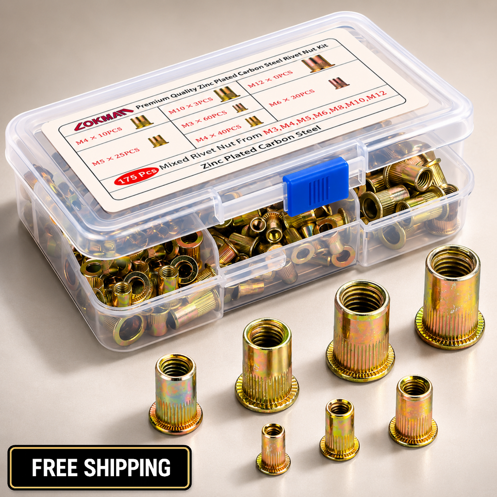Rivet Nut Assortment Kit 175pcs Metric M3–M12 Threaded Inserts Set