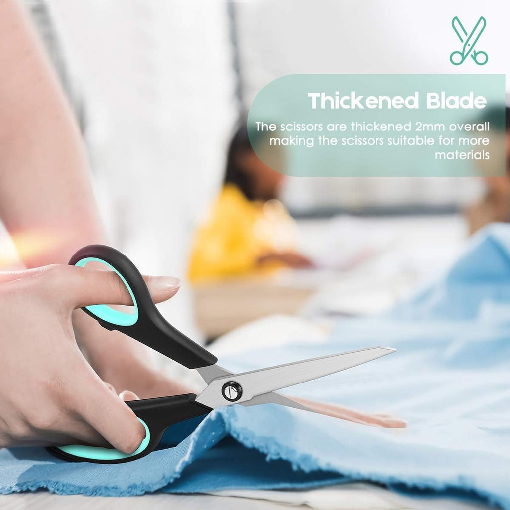 iBayam 3-Pack 8" Heavy Duty Scissors 2.5mm Sharp Blades Comfort Grip