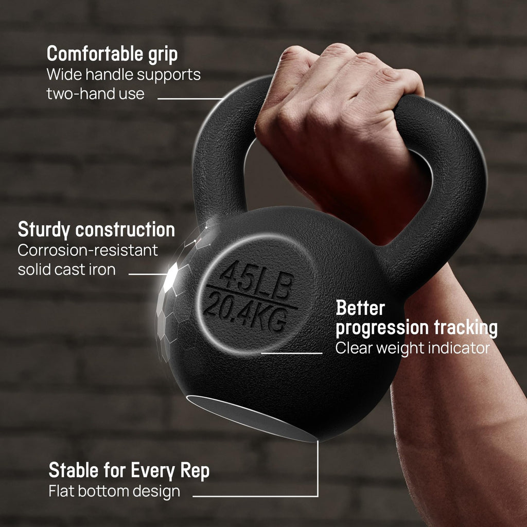 Yes4All Cast Iron Kettlebell Set of 2 15 lb Each 30 lb Total Strength Training