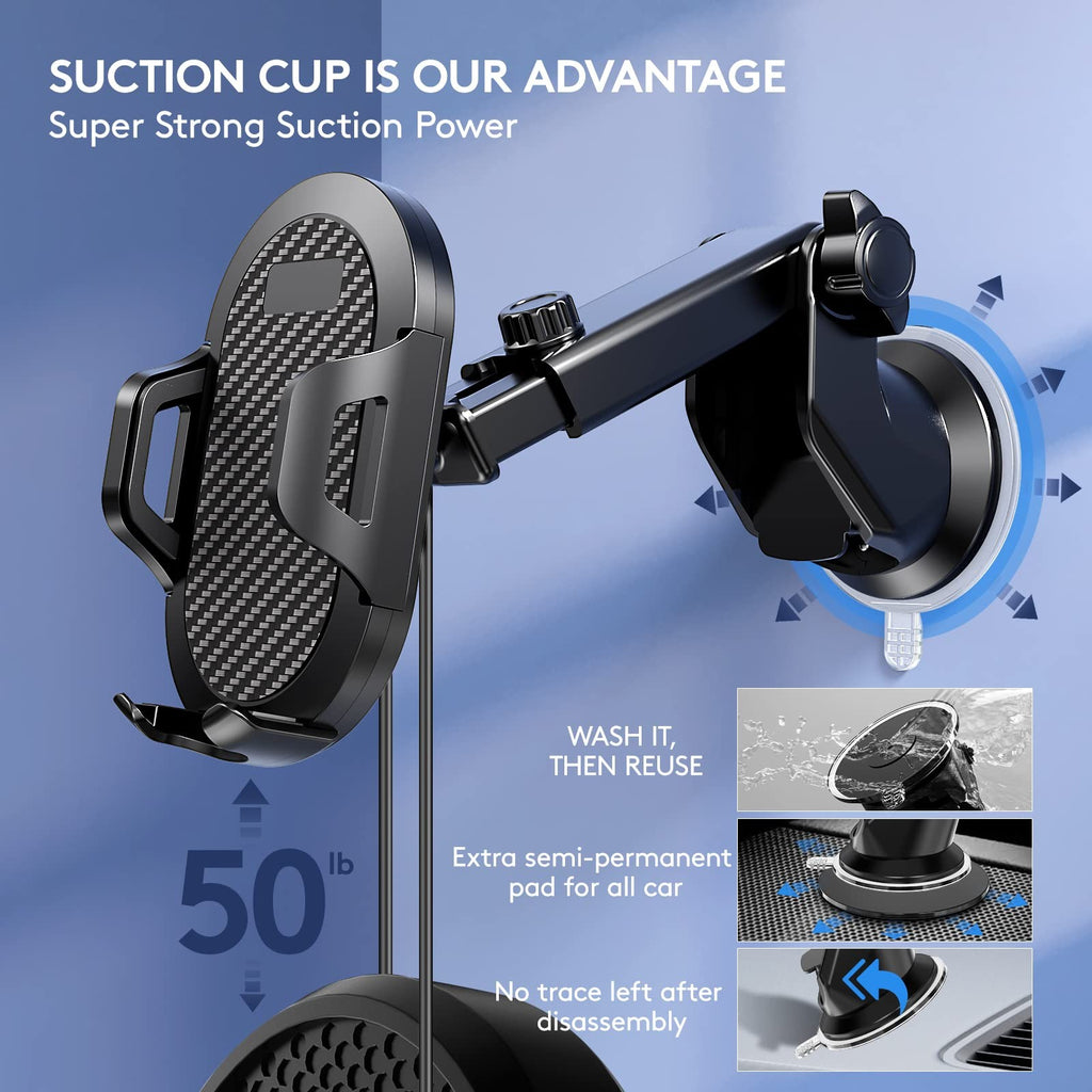 Car Phone Mount Dashboard Windshield Strong Suction Adjustable Fits All Phones