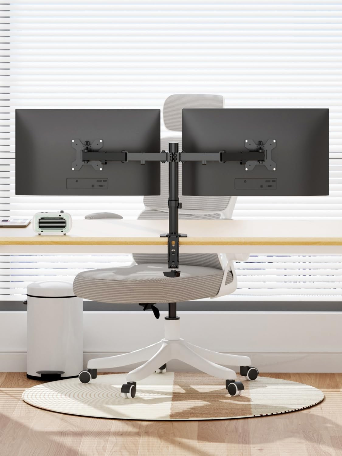 Dual Monitor Desk Mount for 2 Screens Up to 27" Holds 22 lbs Each VESA 75/100
