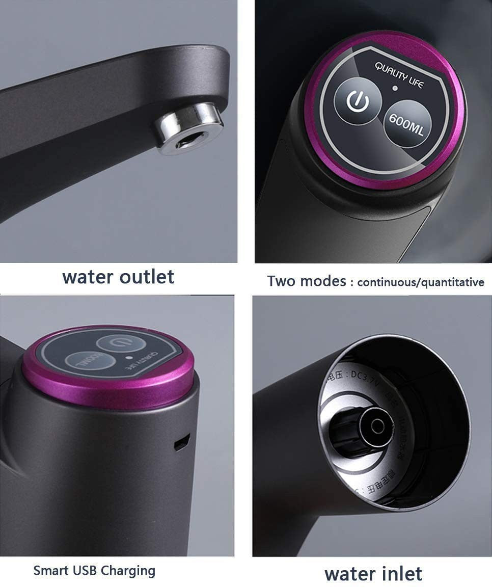 Electric Water Bottle Pump USB Rechargeable 2-5 Gallon Dispenser Auto Shutoff