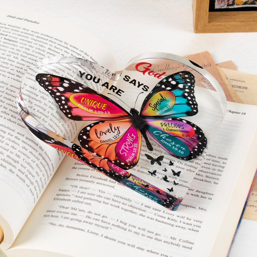 Christian Inspirational Decor Butterfly Bible Verse Desk Sign Home Office