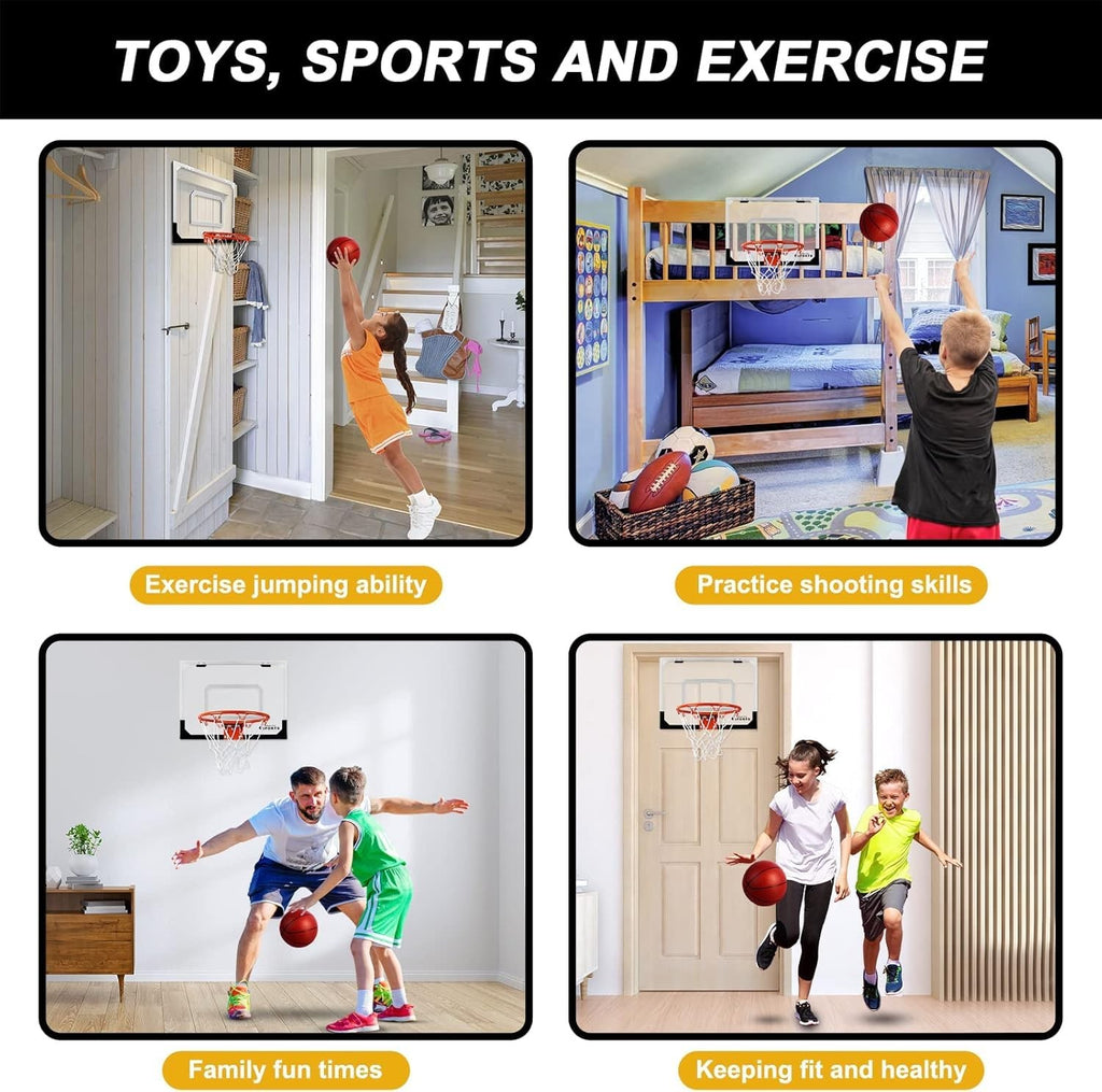 17" x 12.5" Mini Basketball Hoop Set Door/Wall Mount w/ 3 Balls Pump & Hardware