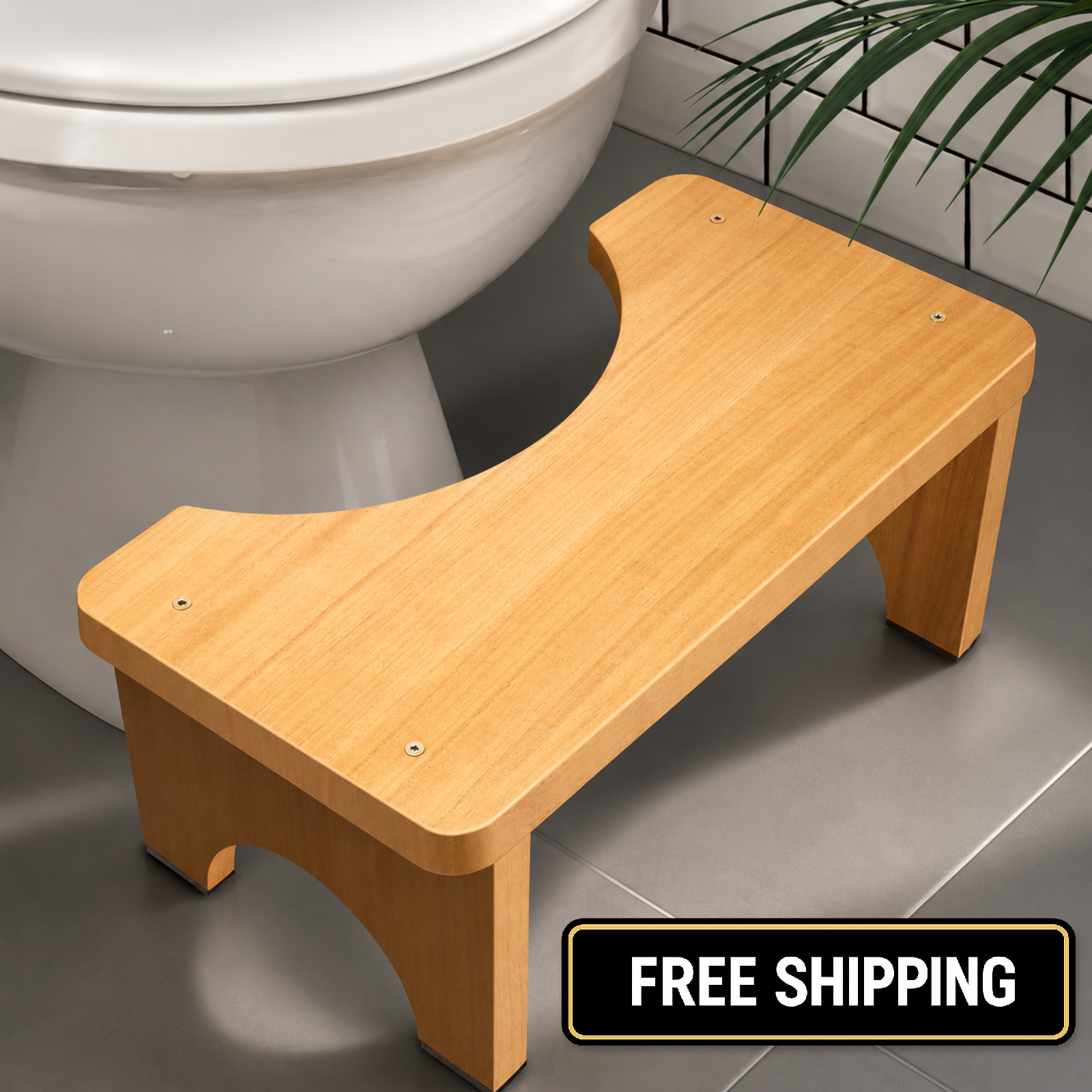 AZEN Toilet Stool Squat Adult, Wood Poop Stool for Bathroom Adults 7 Inch Height