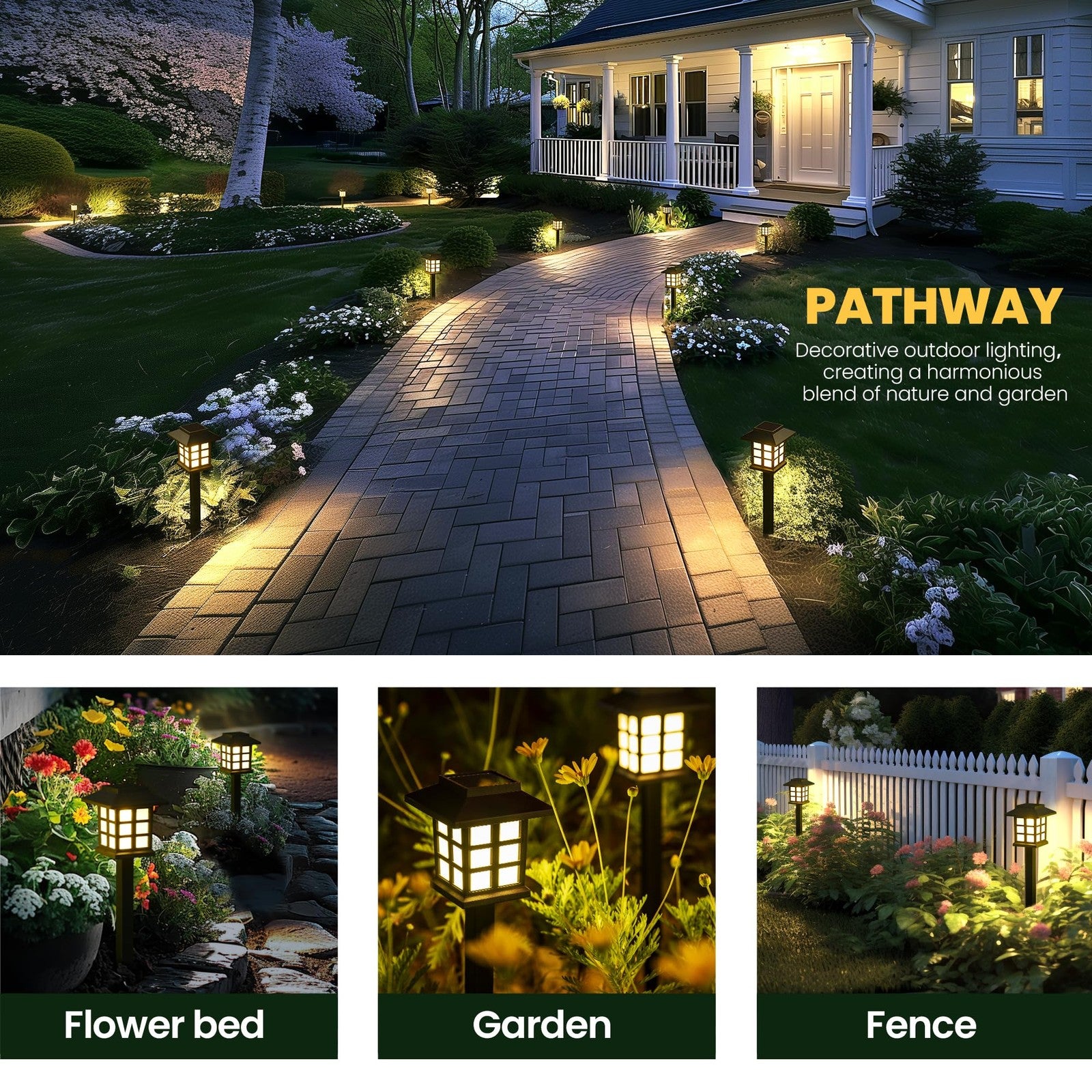 IGALUMI 12 Pack Solar Pathway Lights Outdoor Waterproof Auto On/Off LED Black