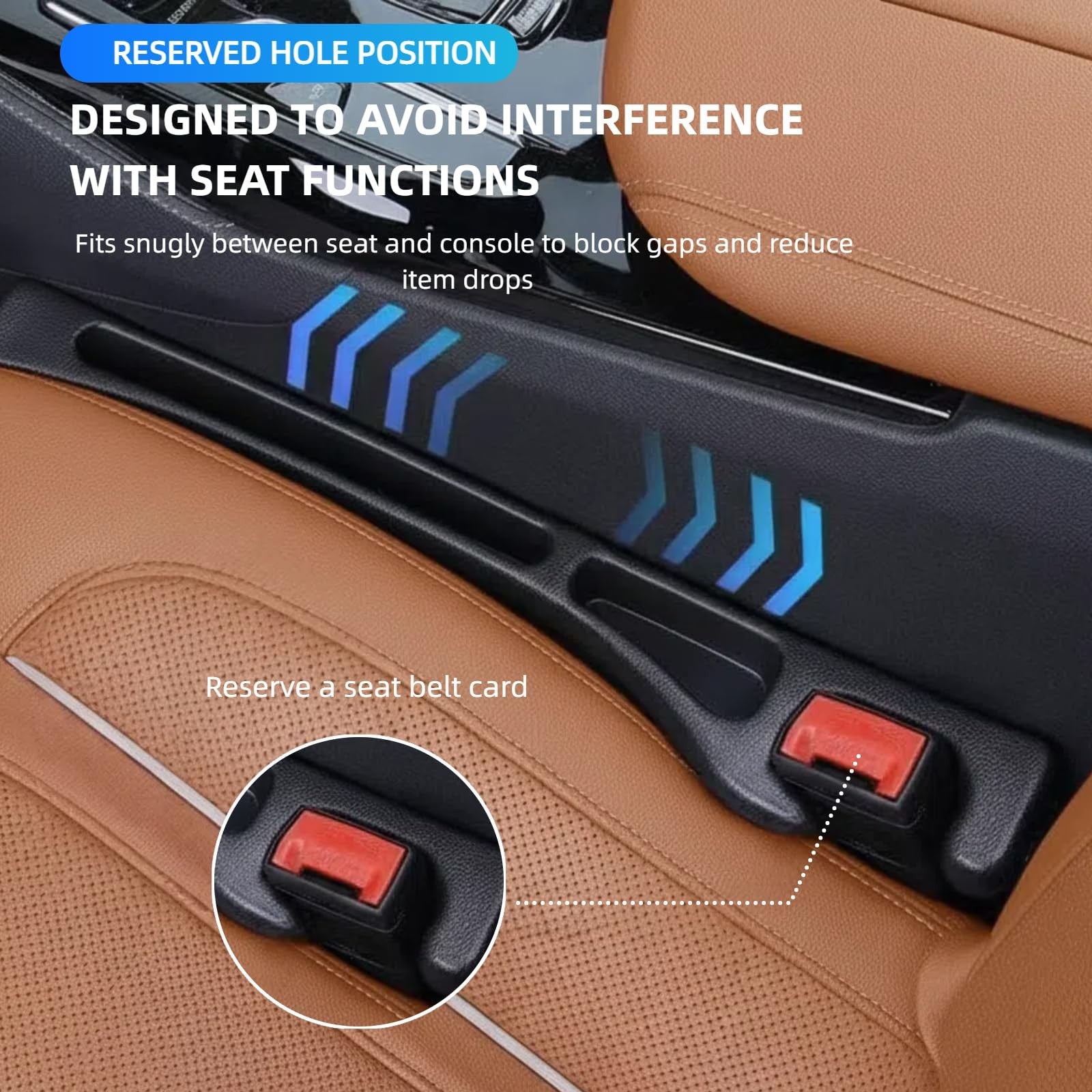 2 Pack Car Seat Gap Organizer, Seat Gap Filler Plug for Cars Prevents Lost Items