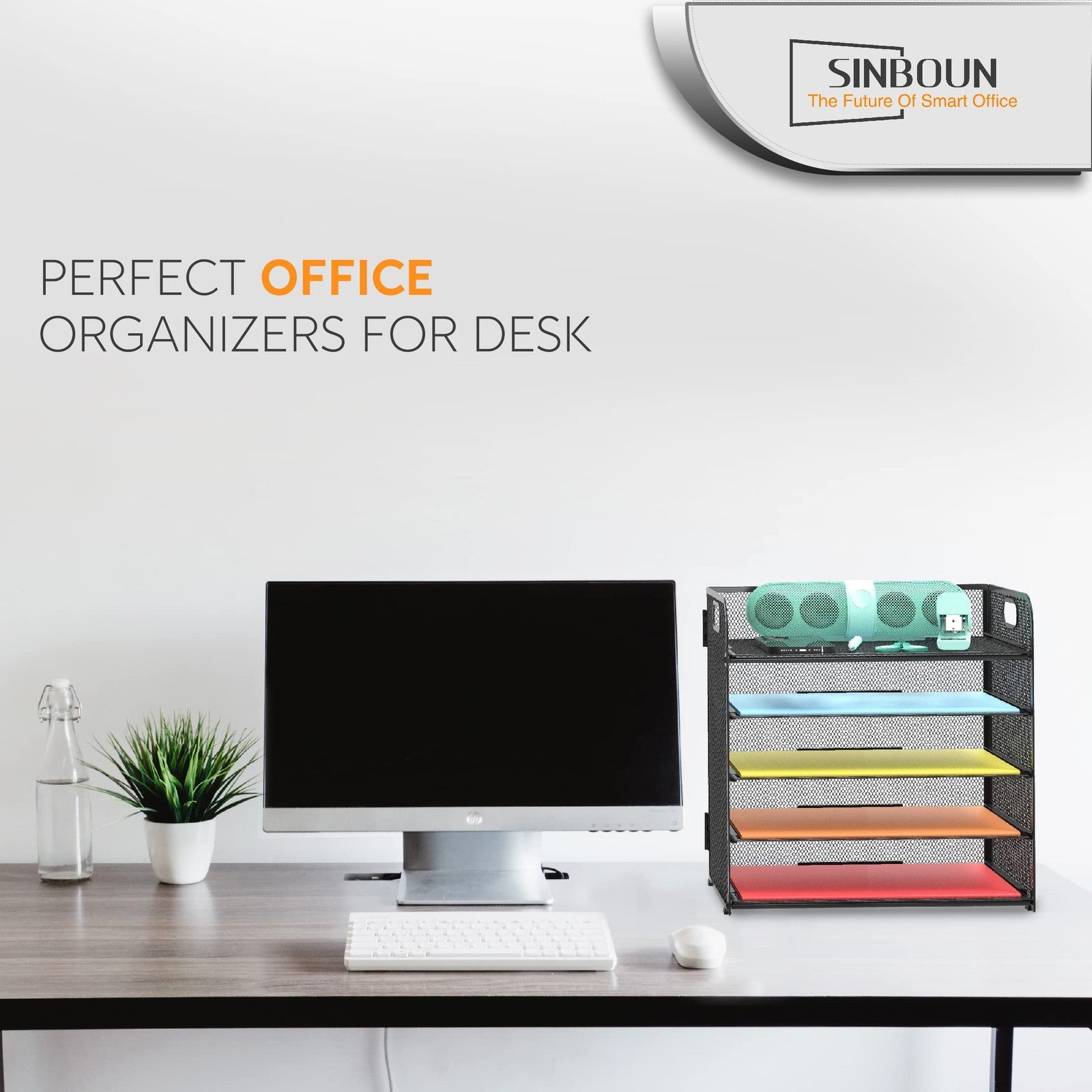 Letter Tray Paper Organizer 5-Tier Desk File Organizer Paper Holder with Handle.