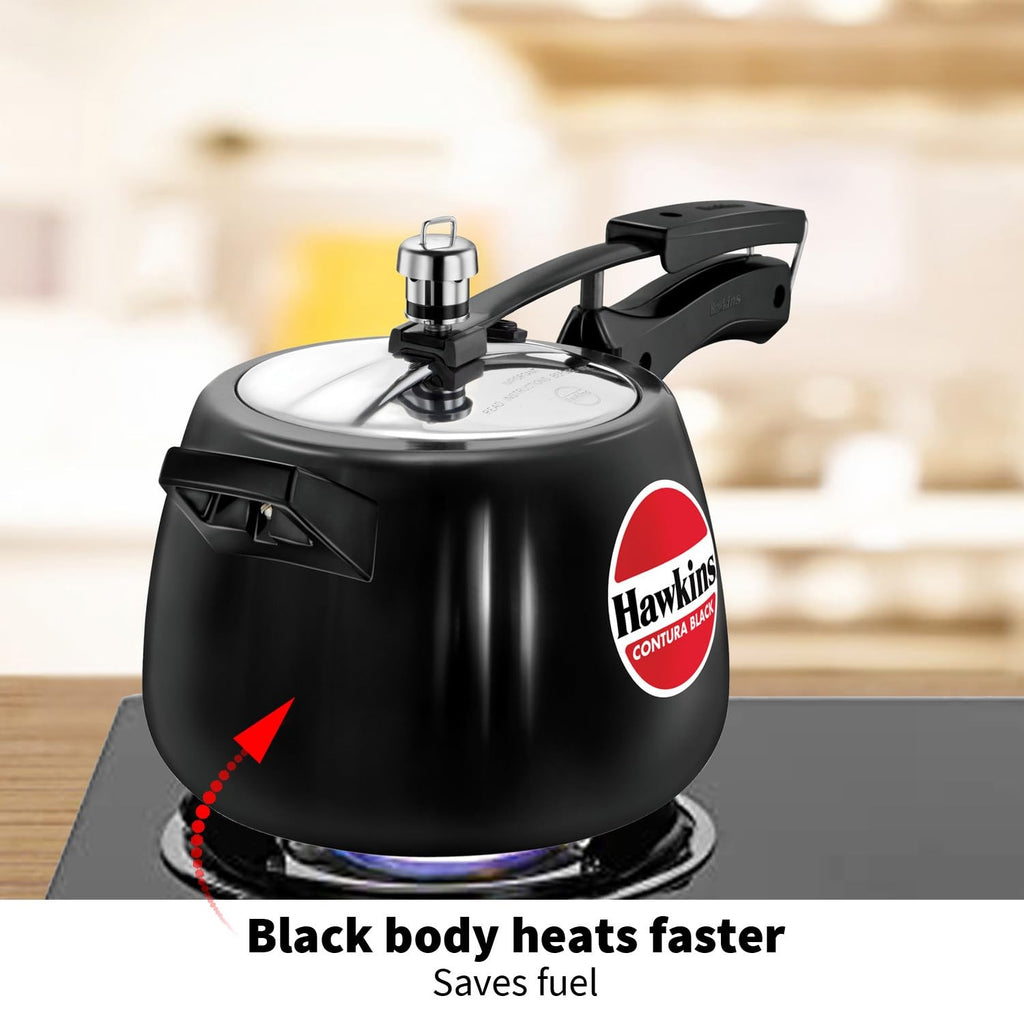 Hawkins 4L Contura Hard Anodized Pressure Cooker Inner Lid Black