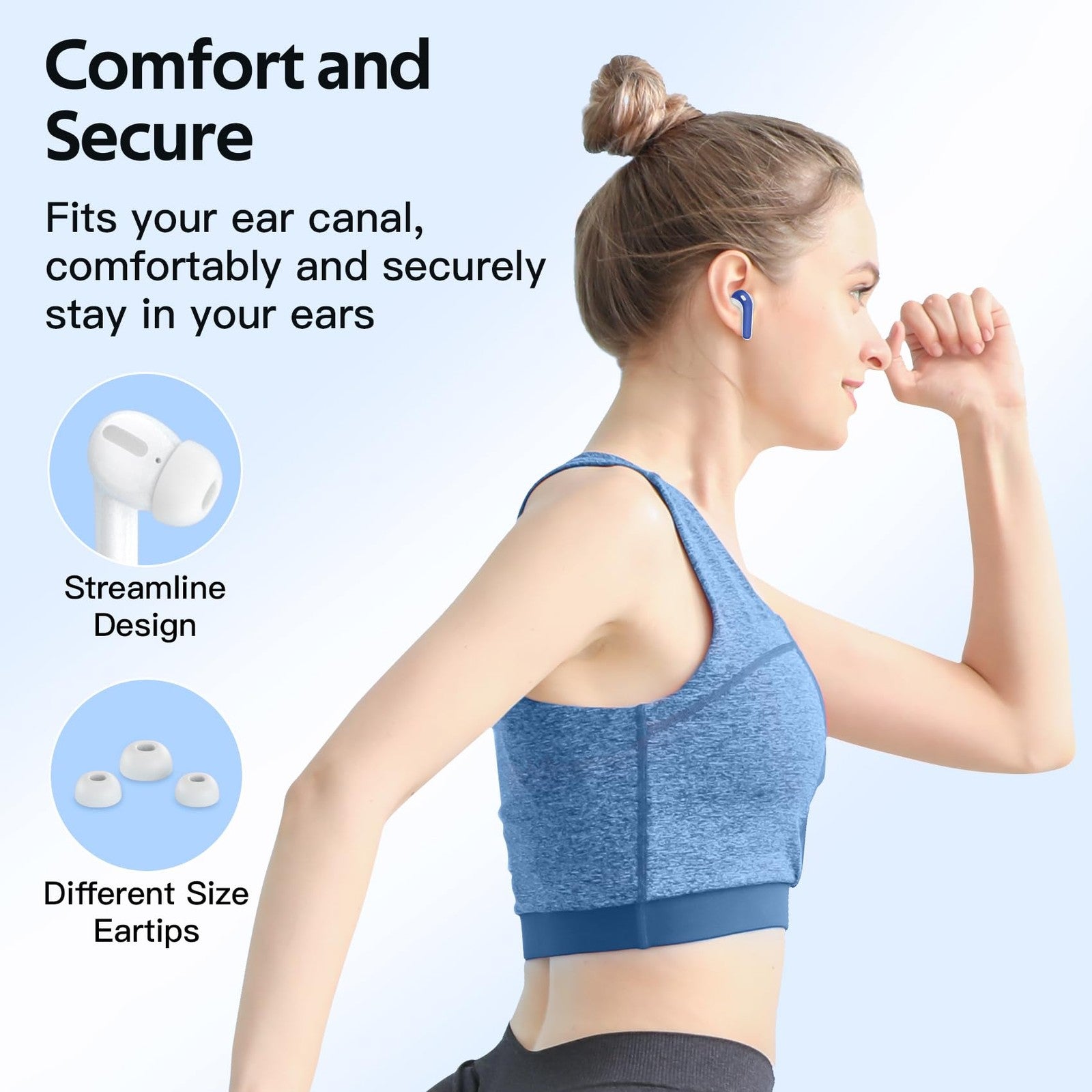 TAGRY Wireless Earbuds Bluetooth Headphones 60H LED Display IPX5 Sports