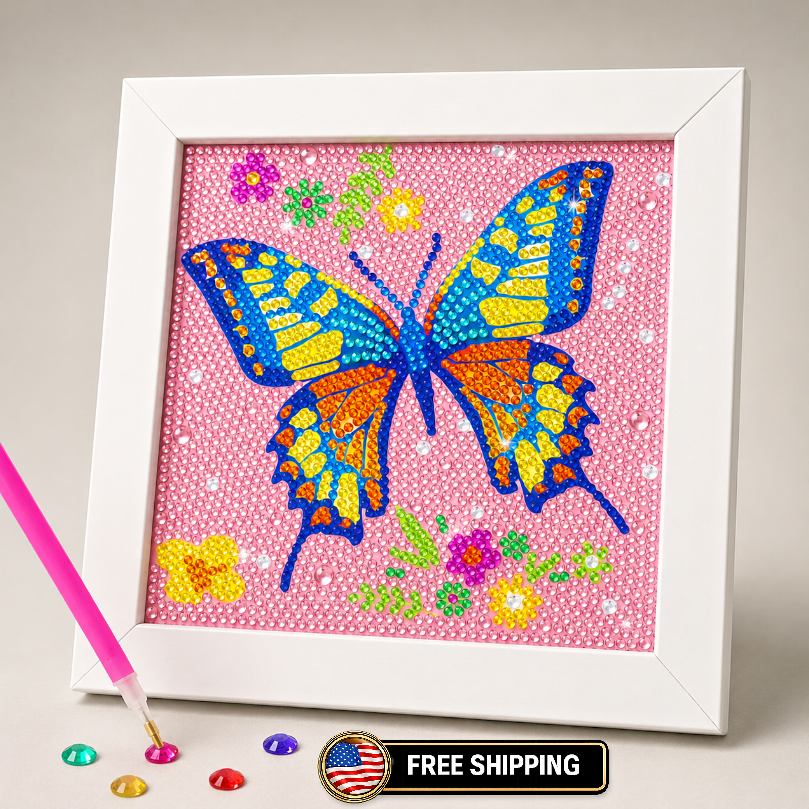 Diamond Art Kit for Kids Crafts Painting Set w Frame Gems DIY Kit for Girls 8-12
