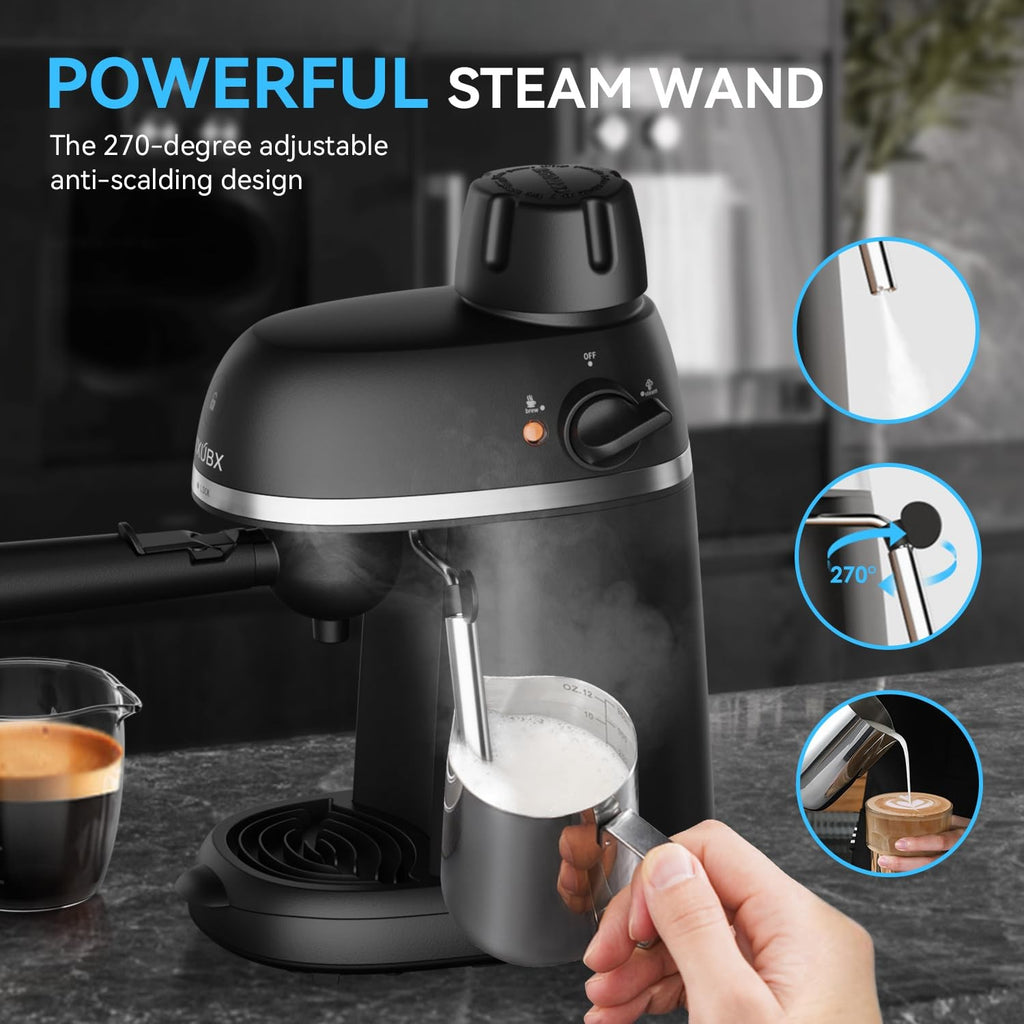 Espresso Coffee Machine 3.5 Bar 800W Steam Wand Cappuccino Latte Compact Home