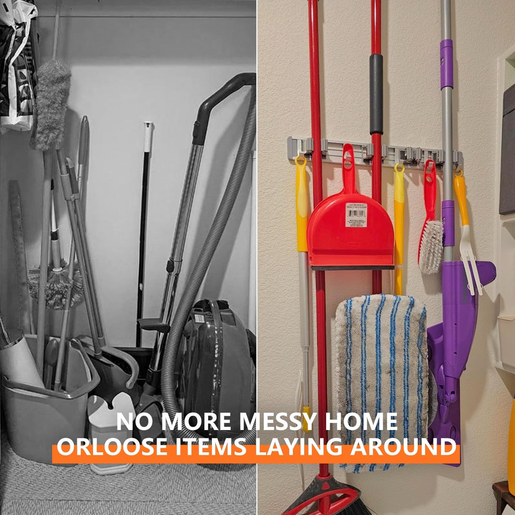 Adjustable Broom Holder Wall Mount, Mop Storage Tool Racks, Broom Hanger Tool.