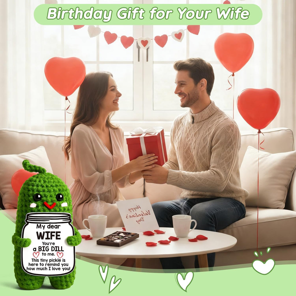 Crochet Pickle Gift for Wife Funny Romantic Keepsake Cute Desk Decor