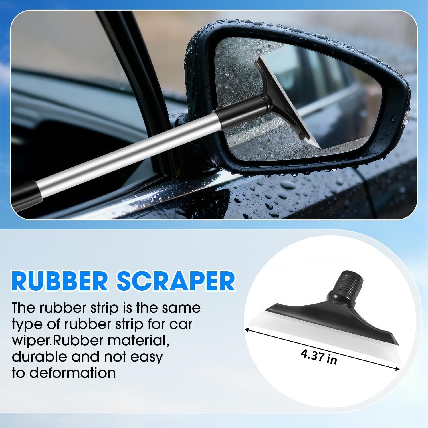 Car Windshield Cleaner Tool Kit Extendable Handle 3 Pads Auto Glass Cleaner