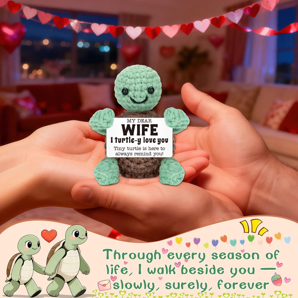 Crochet Turtle Gift for Wife Cute Emotional Support Keepsake Desk Decor