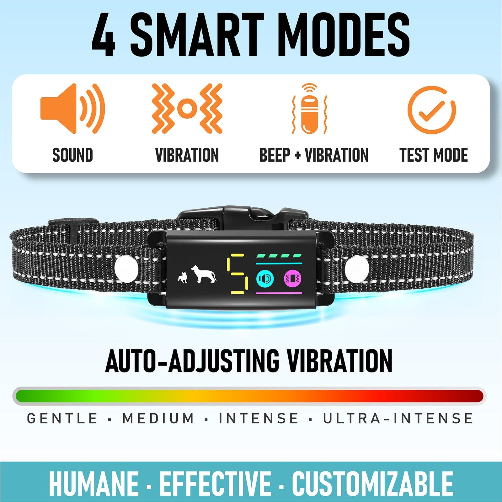No Shock Bark Collar Small Dogs Beep Vibration Humane Waterproof Rechargeable