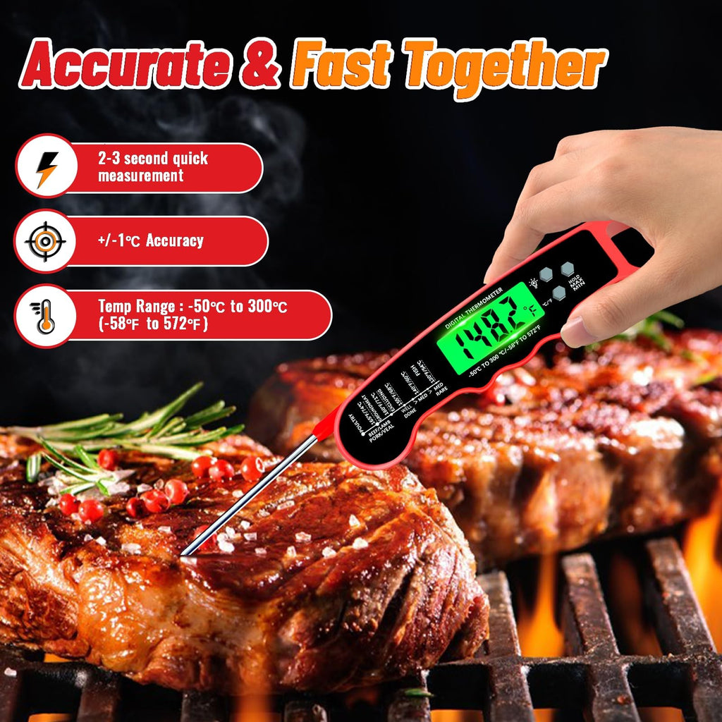 Digital Meat Thermometer Instant Read Waterproof Backlight Kitchen Grill Cooking