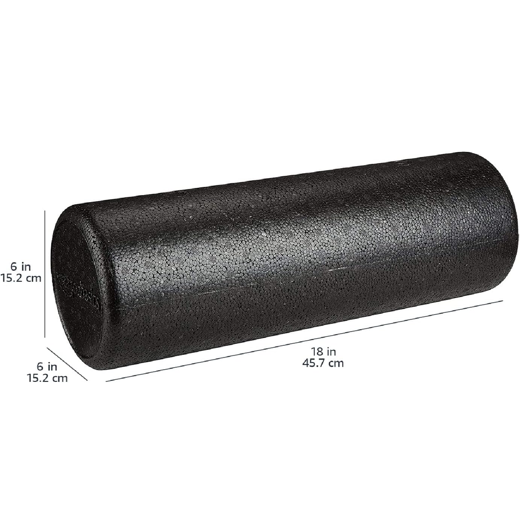 18" High Density Foam Roller Deep Tissue Massage Exercise Recovery Black