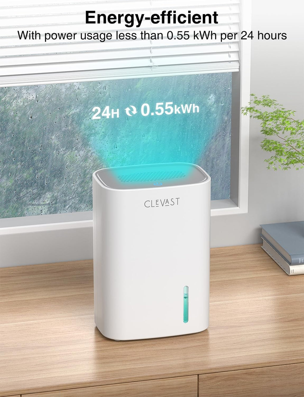 CLEVAST Mini Dehumidifier 30oz Water Tank Quiet Portable Room Dehumidifier