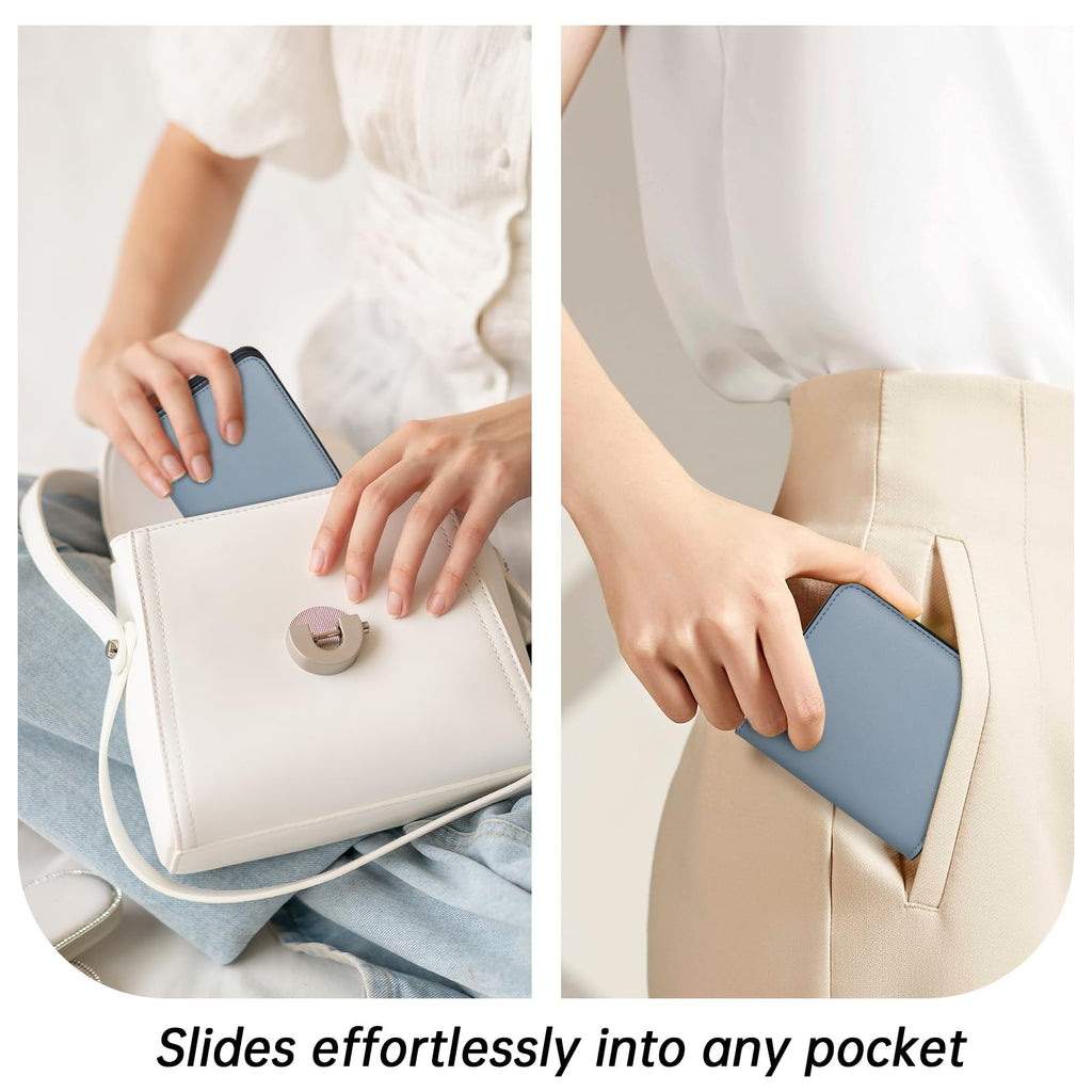 Toughergun Slim RFID Leather Wallet for Women Compact Bifold ID Coin Zip